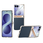 Til Samsung Galaxy Z Flip8 5G Cover med hængsel, støttefod, læder, pc-telefoncover med HD Klar Skærmbeskytter