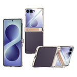 Til Samsung Galaxy Z Flip8 5G Cover med hængsel, støttefod, læder, pc-telefoncover med HD Klar Skærmbeskytter