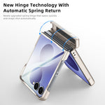 Til Samsung Galaxy Z Flip8 5G Cover med Hængsel Støttefod Læder PC Telefoncover med Beskyttelsesfilm til Skærm
