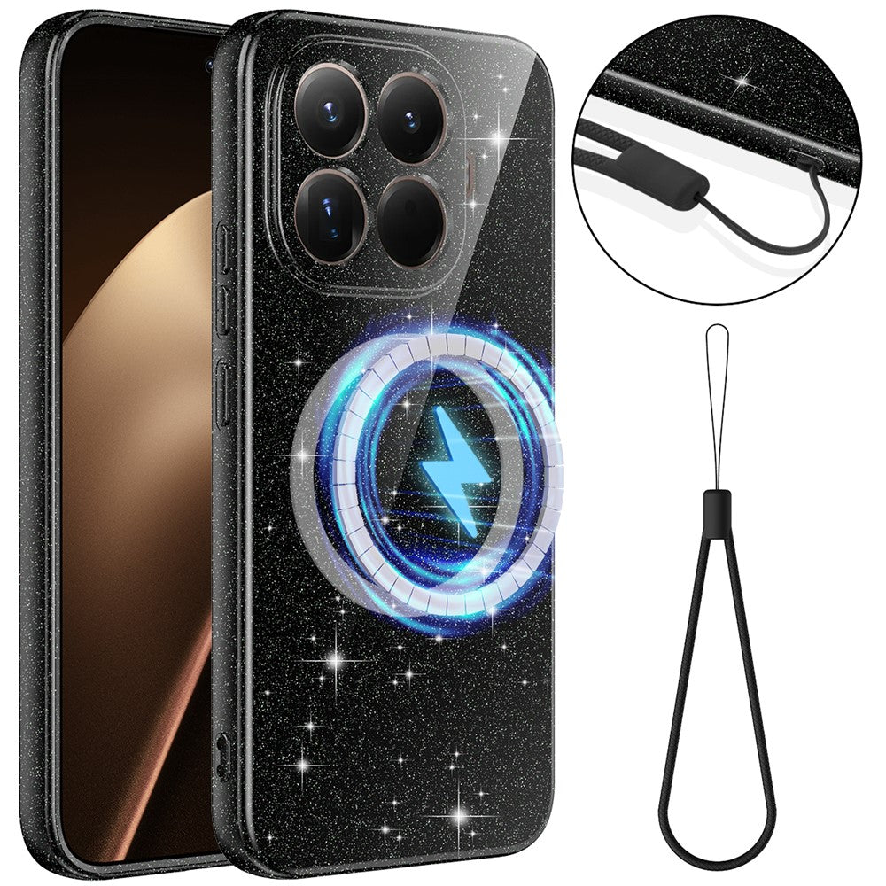 For Xiaomi 17T Pro Magnetic Case Glitter TPU Shockproof Phone Cover with Lanyard