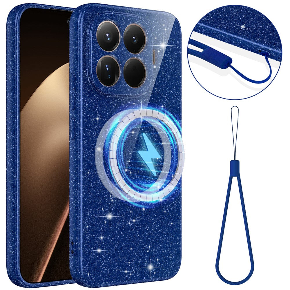 For Xiaomi 17T Pro Magnetic Case Glitter TPU Shockproof Phone Cover with Lanyard