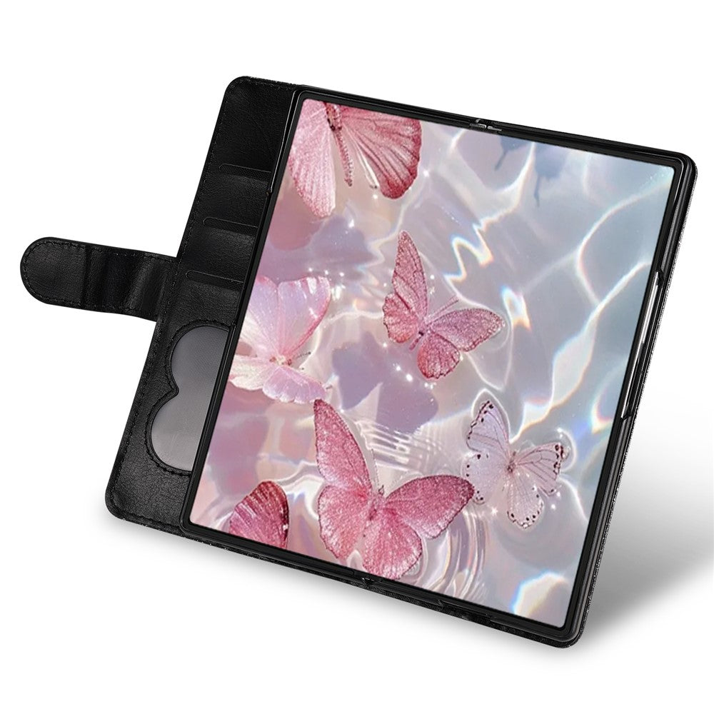 For Samsung Galaxy Z Fold8 Ultra PU + PC Stand Case Glitter Phone Leather Cover Zipper Pocket with Strap