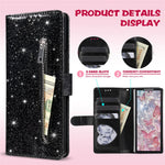 For Samsung Galaxy Z Fold8 Ultra PU + PC Stand Case Glitter Phone Leather Cover Zipper Pocket with Strap