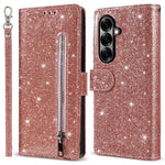 For Samsung Galaxy Z Fold8 Ultra PU + PC Stand Case Glitter Phone Leather Cover Zipper Pocket with Strap