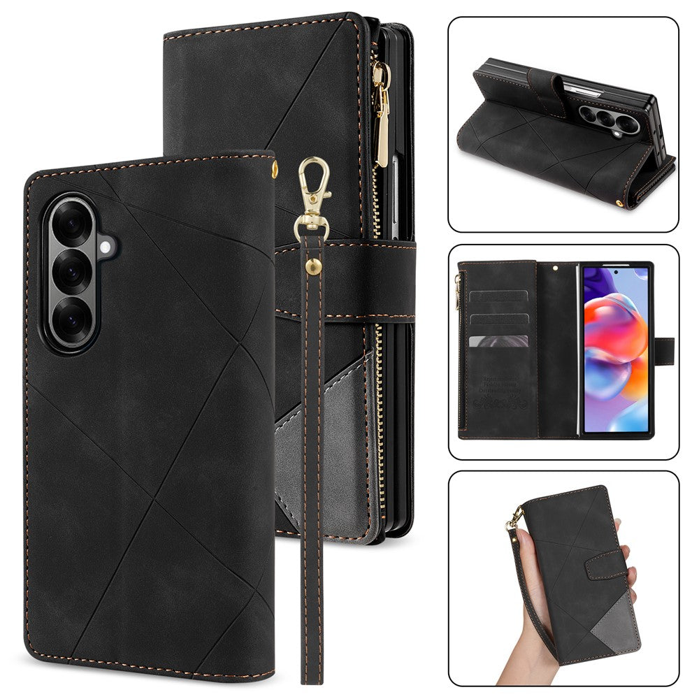 Til Samsung Galaxy Z Fold8 Ultra PU + PC-etui Farvesplejsning Læder Telefoncover med Rem