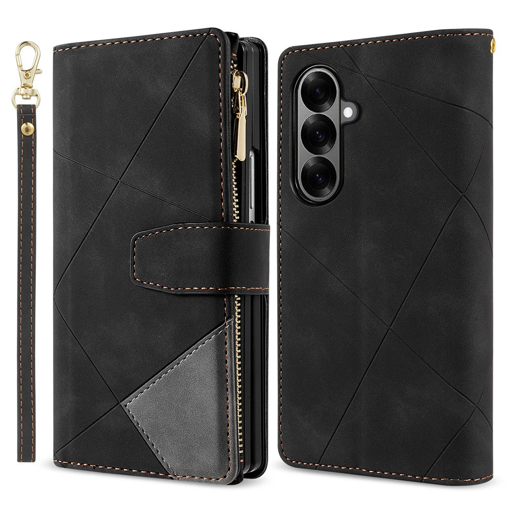 Til Samsung Galaxy Z Fold8 Ultra PU + PC-etui Farvesplejsning Læder Telefoncover med Rem