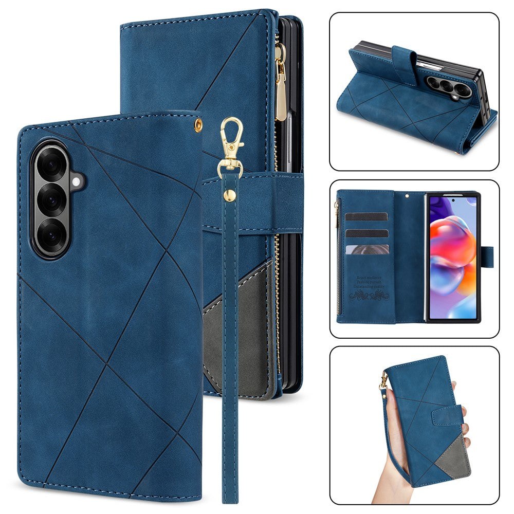 Til Samsung Galaxy Z Fold8 Ultra PU + PC-etui Farvesplejsning Læder Telefoncover med Rem