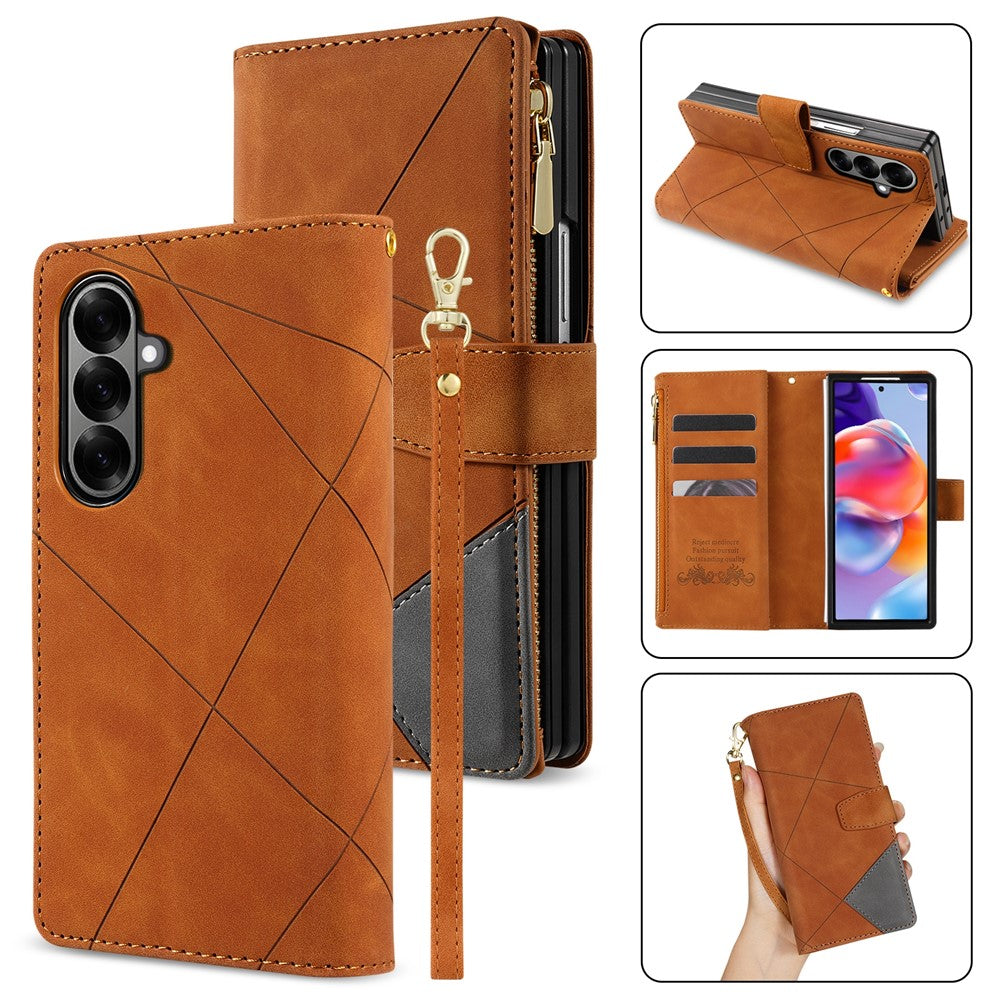 Til Samsung Galaxy Z Fold8 Ultra PU + PC-etui Farvesplejsning Læder Telefoncover med Rem