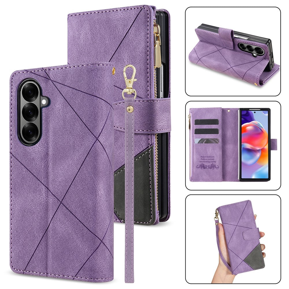 Til Samsung Galaxy Z Fold8 Ultra PU + PC-etui Farvesplejsning Læder Telefoncover med Rem