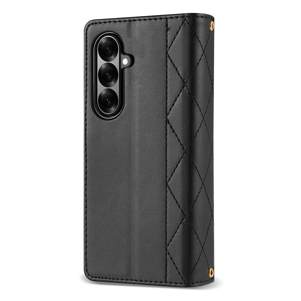 Til Samsung Galaxy Z Fold8 Ultra Etui Rhombus Syet Læderpung Telefoncover med Lang/Kort Rem