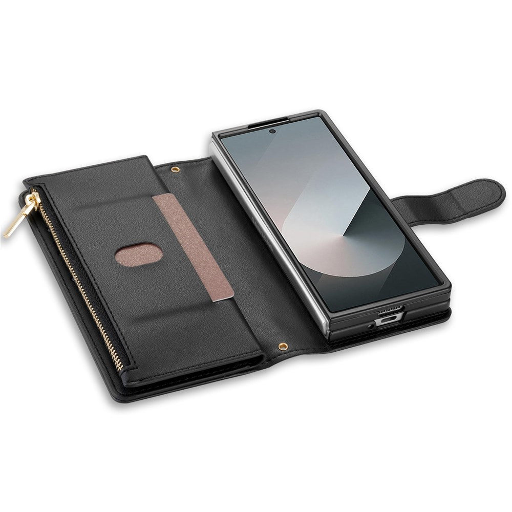 Til Samsung Galaxy Z Fold8 Ultra Etui Rhombus Syet Læderpung Telefoncover med Lang/Kort Rem