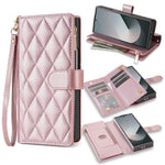 Til Samsung Galaxy Z Fold8 Ultra Etui Rhombus Syet Læderpung Telefoncover med Lang/Kort Rem