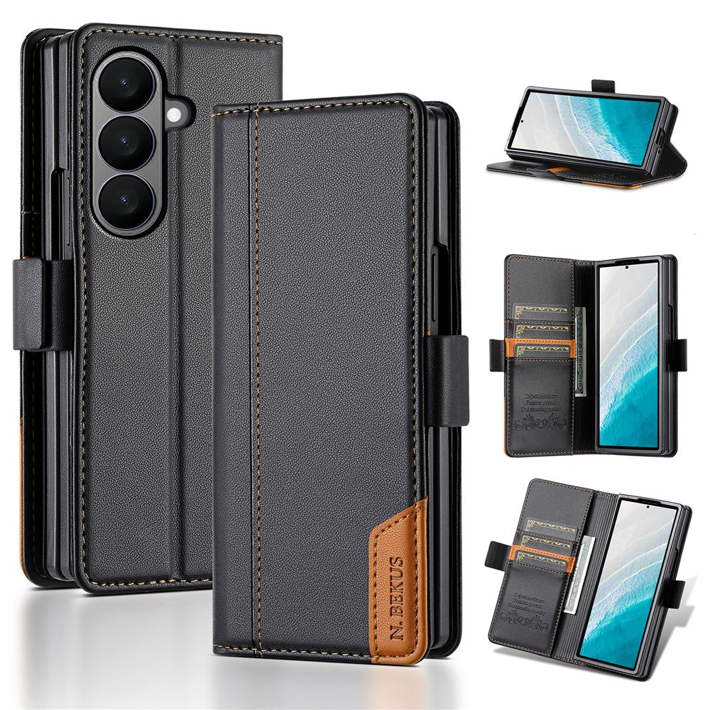 N.BEKUS til Samsung Galaxy Z Fold8 Ultra Stand Etui RFID-blokerende PU-læderpung Telefoncover