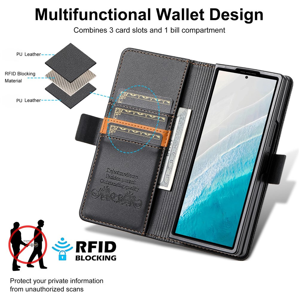 N.BEKUS til Samsung Galaxy Z Fold8 Ultra Stand Etui RFID-blokerende PU-læderpung Telefoncover