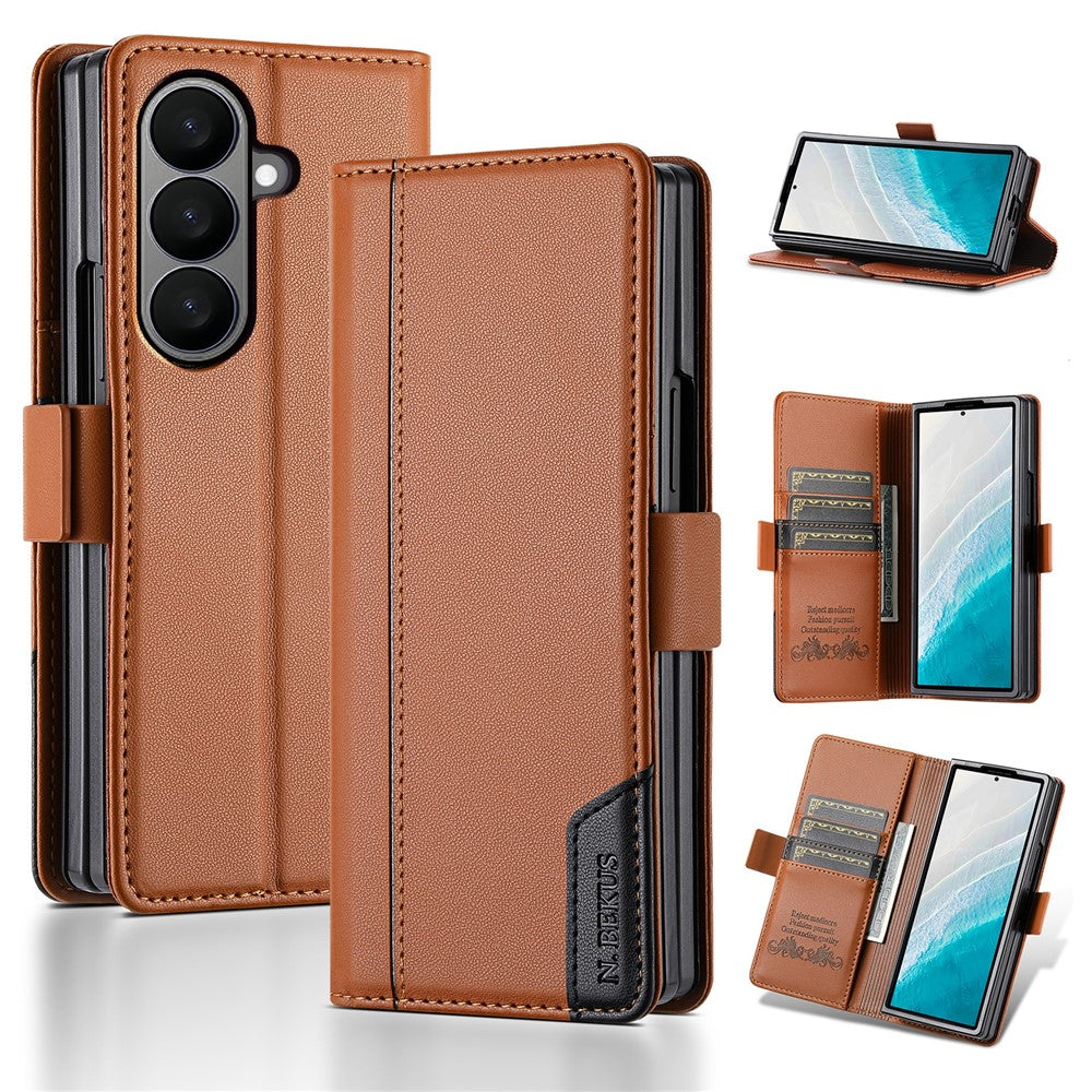 N.BEKUS til Samsung Galaxy Z Fold8 Ultra Stand Etui RFID-blokerende PU-læderpung Telefoncover