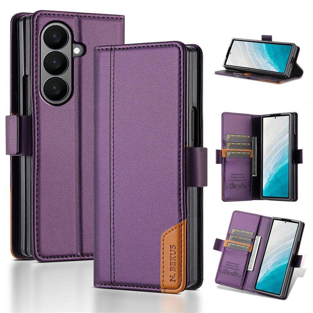 N.BEKUS til Samsung Galaxy Z Fold8 Ultra Stand Etui RFID-blokerende PU-læderpung Telefoncover