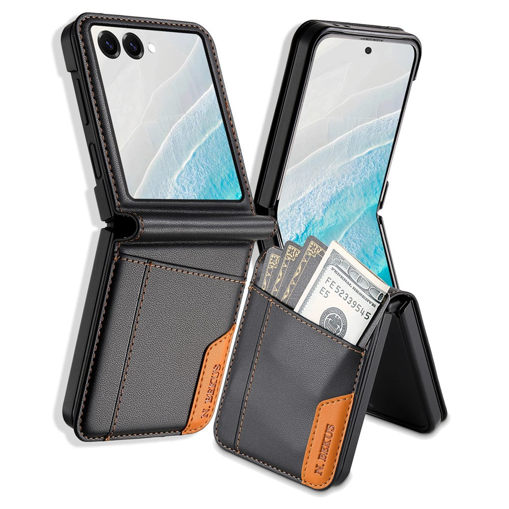 N.BEKUS För Samsung Galaxy Z Flip8 Skal Kortplats PU + PC mobil Baksida