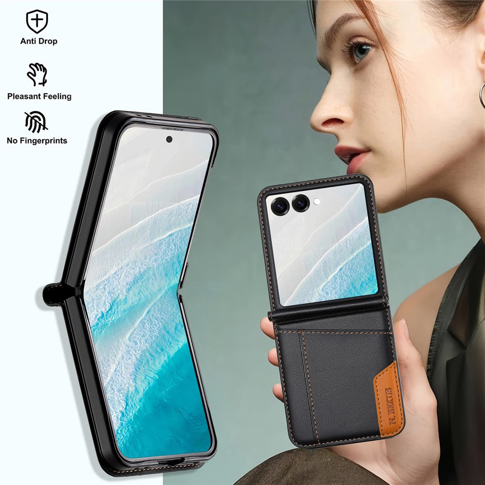N.BEKUS För Samsung Galaxy Z Flip8 Skal Kortplats PU + PC mobil Baksida