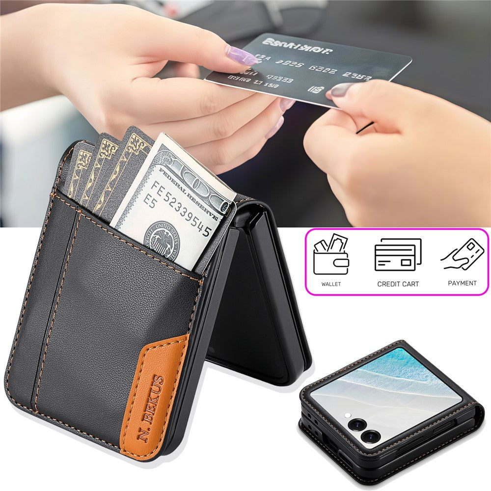 N.BEKUS För Samsung Galaxy Z Flip8 Skal Kortplats PU + PC mobil Baksida