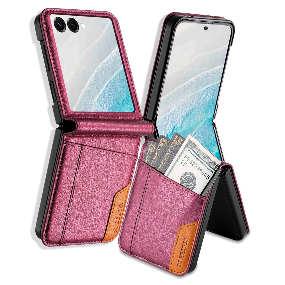 N.BEKUS För Samsung Galaxy Z Flip8 Skal Kortplats PU + PC mobil Baksida