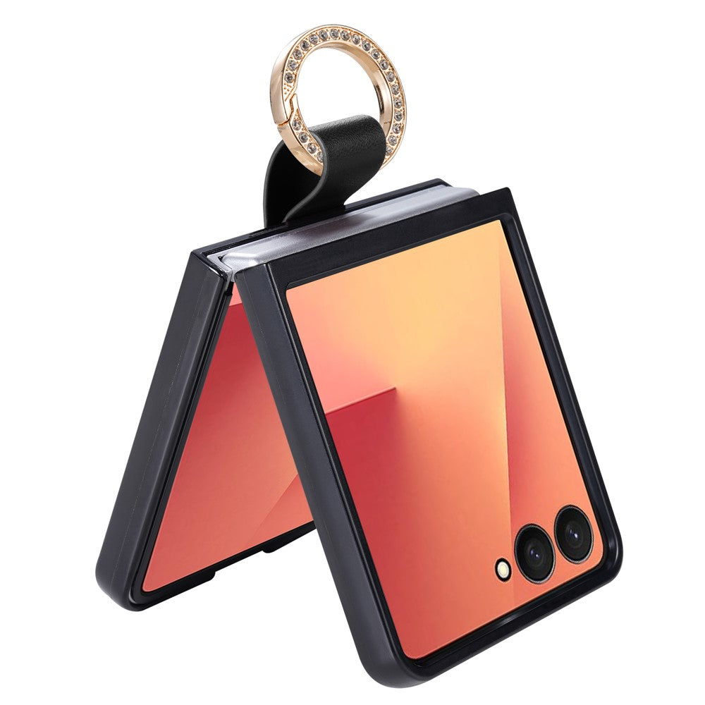 Til Samsung Galaxy Z Flip8 Cover, quiltet læder telefoncover med ringholder