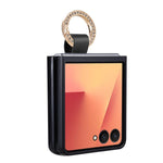 Til Samsung Galaxy Z Flip8 Cover, quiltet læder telefoncover med ringholder