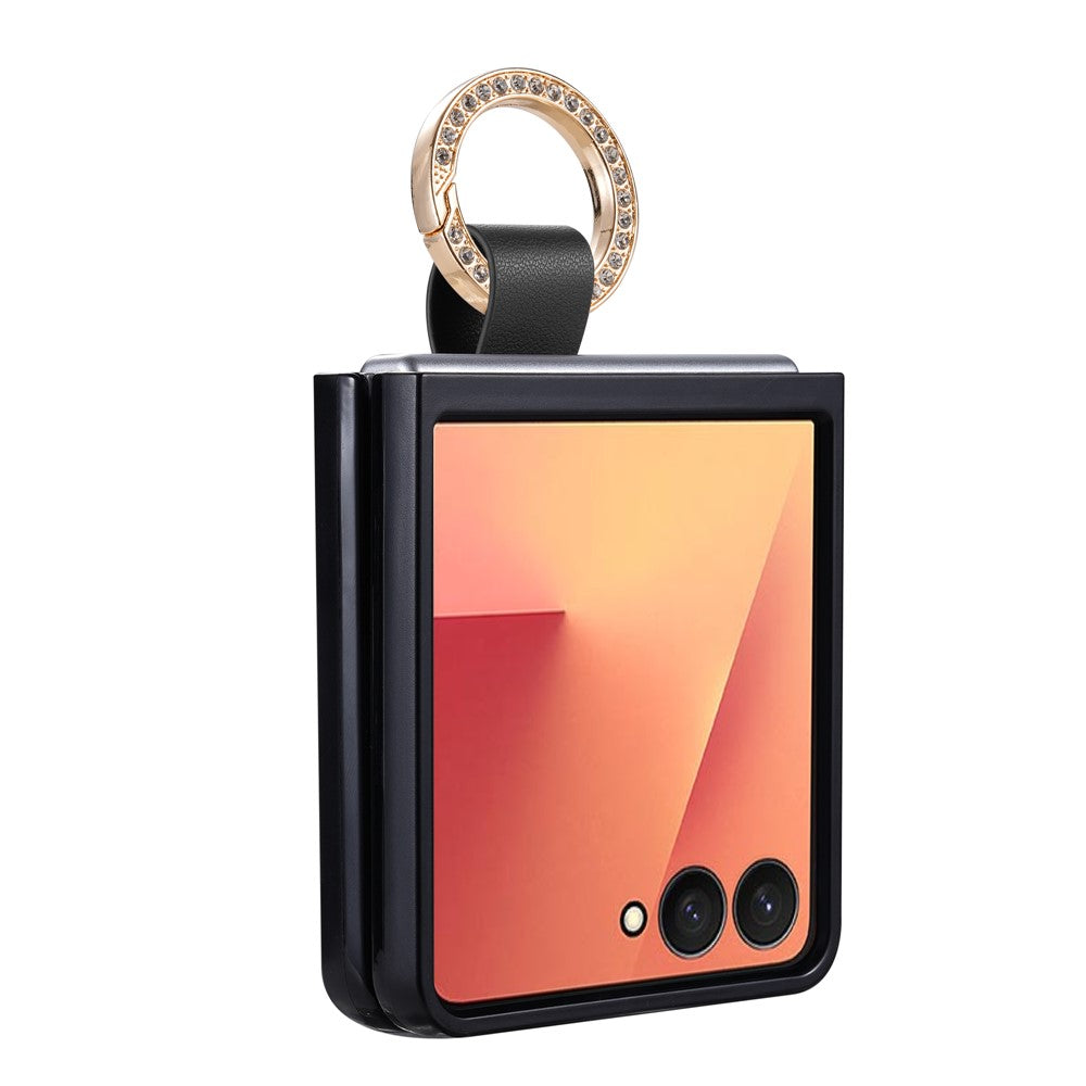 Til Samsung Galaxy Z Flip8 Cover, quiltet læder telefoncover med ringholder