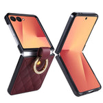 Til Samsung Galaxy Z Flip8 Cover, quiltet læder telefoncover med ringholder