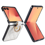 Til Samsung Galaxy Z Flip8 Cover, quiltet læder telefoncover med ringholder