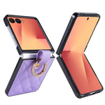 Til Samsung Galaxy Z Flip8 Cover, quiltet læder telefoncover med ringholder