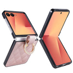 Til Samsung Galaxy Z Flip8 Cover, quiltet læder telefoncover med ringholder