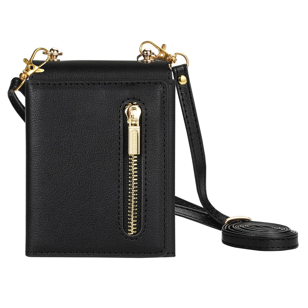 For Samsung Galaxy Z Flip8 Case Zipper Wallet PU + TPU + PC Phone Cover with Shoulder Strap