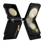 For Samsung Galaxy Z Flip8 Case Zipper Wallet PU + TPU + PC Phone Cover with Shoulder Strap