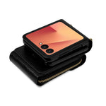 For Samsung Galaxy Z Flip8 Case Zipper Wallet PU Leather TPU PC Phone Cover with Shoulder Strap