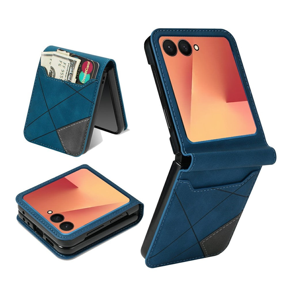 For Samsung Galaxy Z Flip8 Case Card Holder Color Splicing PU Leather + PC Phone Cover