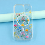 Til iPhone 16 Pro Max Magnetisk Cover Glitrende Epoxy PC + TPU Blomsteræstetik Telefoncover