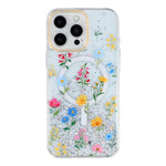 Til iPhone 15 Pro Max Magnetisk Cover Glitter Epoxy PC + TPU Blomstret Æstetisk Telefoncover