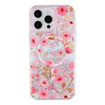 Til iPhone 15 Pro Max Magnetisk Cover Glitter Epoxy PC + TPU Blomstret Æstetisk Telefoncover