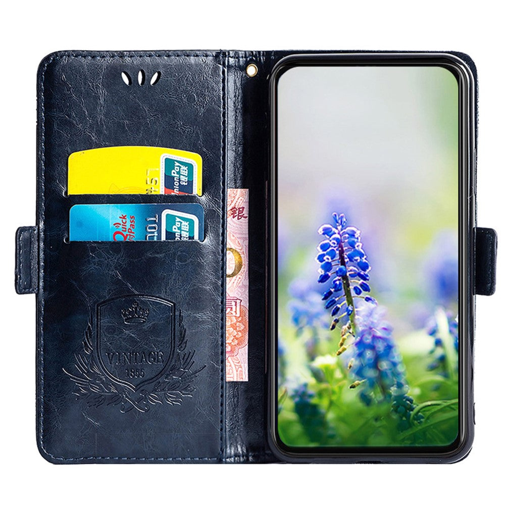For Oppo A17 4G / A17k 4G Wallet Phone Case Waxy Flower Imprinted Anti-Scratch Folio Cover PU Leather Stand Shell