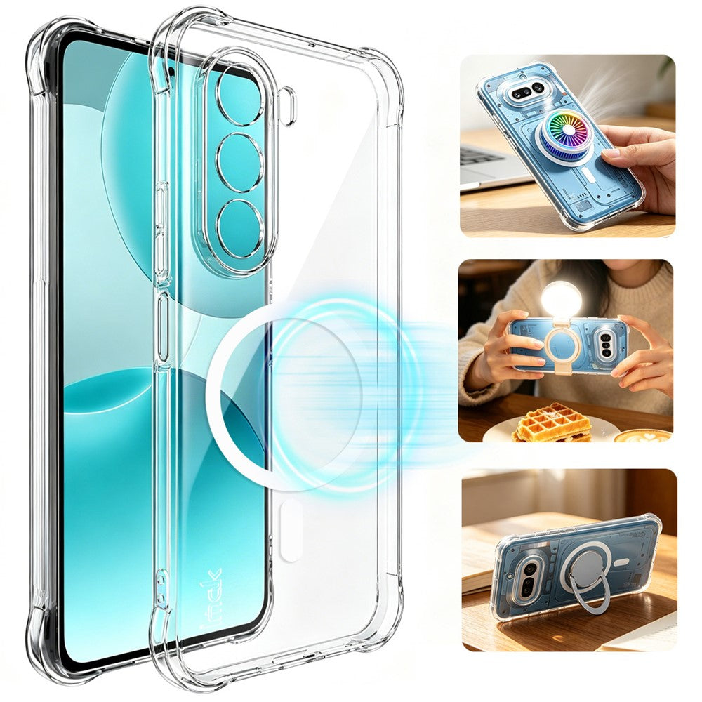 IMAK för OnePlus Nord CE6 Lite 5G / Realme P4x 5G Magnetiskt Skal Airbag Stötsäkert Skydd TPU mobilskal