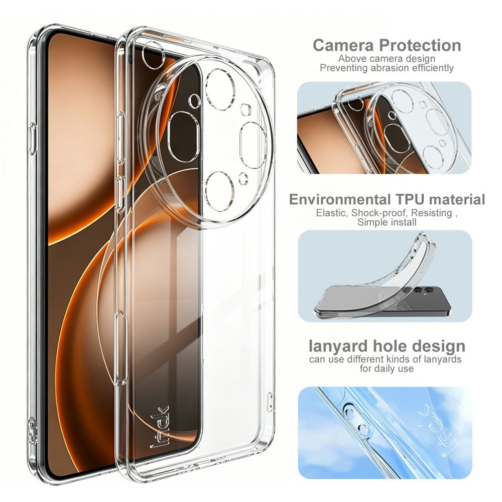 IMAK UX-5-serien til Oppo Find X9 Ultra 5G, glasbagside, gennemsigtigt mobilcover, blødt beskyttende TPU-mobilcover