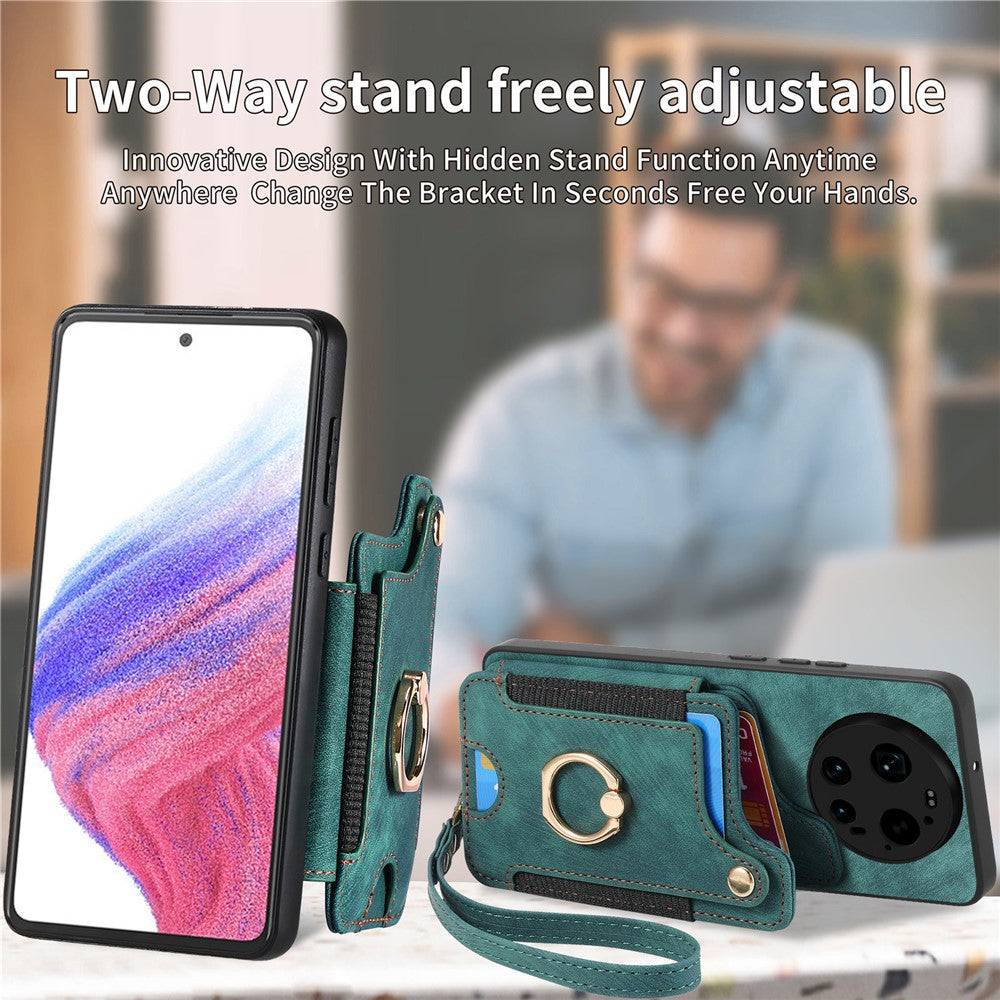 Xiaomi 17 Ultra 5G Retro PU-läderfodral med RFID-blockerande korthållare/ringhållare