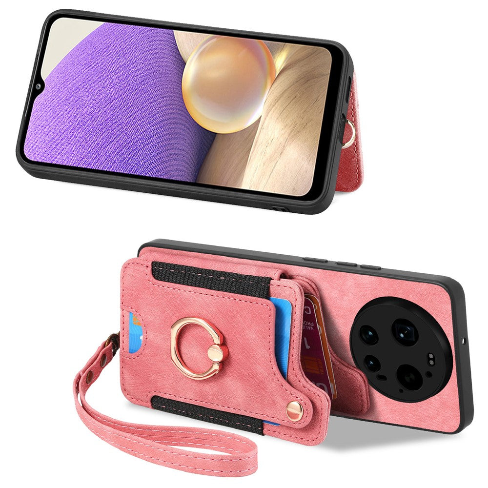 For Xiaomi 17 Ultra 5G Retro PU Leather Case Phone Cover with RFID Blocking Card Holder   /   Ring Holder