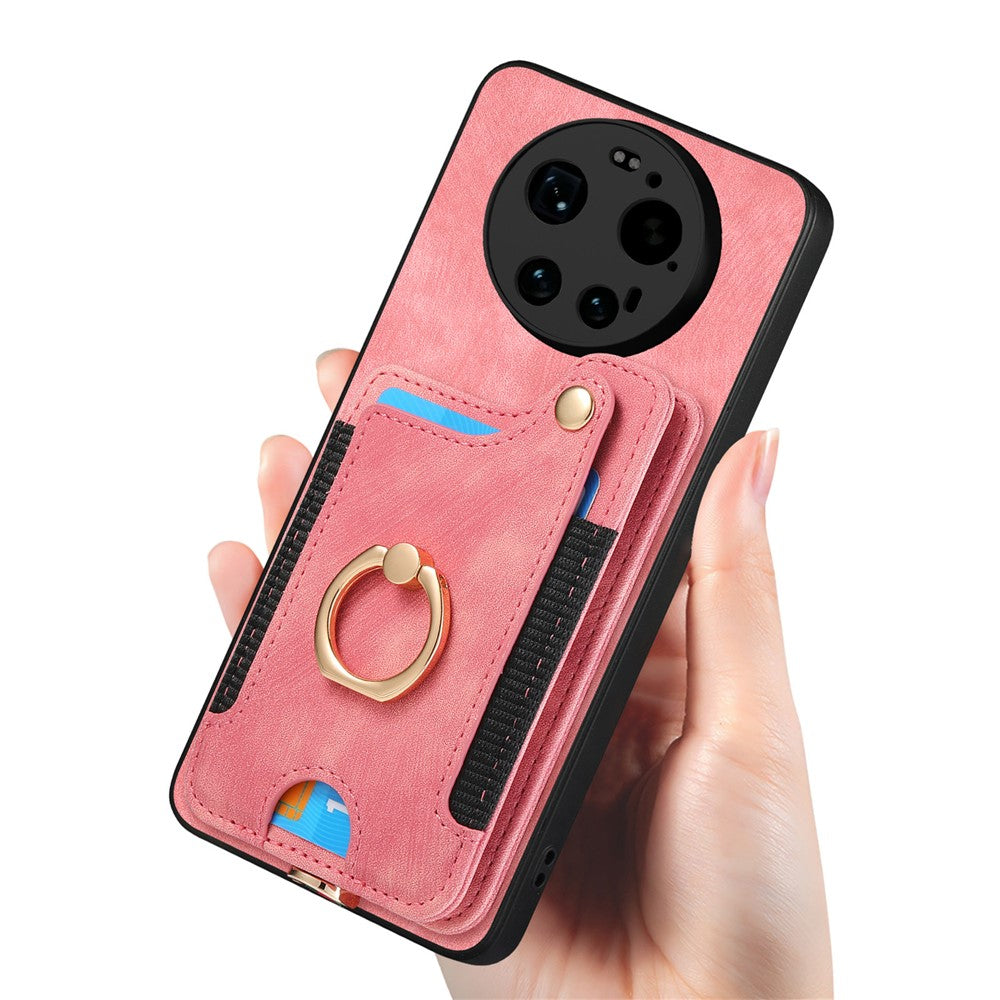 For Xiaomi 17 Ultra 5G Retro PU Leather Case Phone Cover with RFID Blocking Card Holder   /   Ring Holder