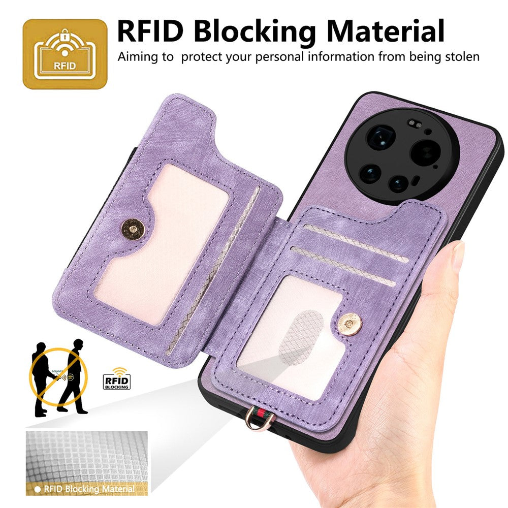 For Xiaomi 17 Ultra 5G Retro PU Leather Case Phone Cover with RFID Blocking Card Holder   /   Ring Holder