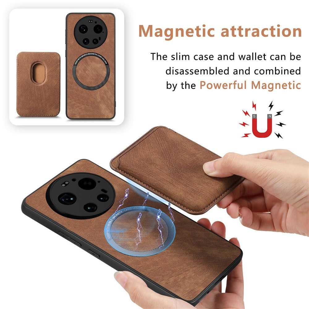 Xiaomi 17 Ultra 5G Magnetiskt Skal Retro Läder + TPU mobilskal med Avtagbar Kortplats