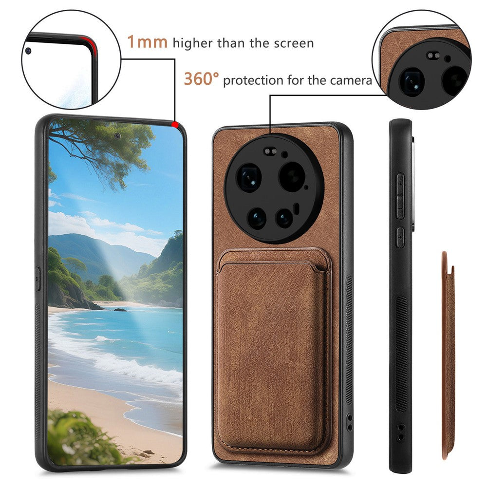 Xiaomi 17 Ultra 5G Magnetiskt Skal Retro Läder + TPU mobilskal med Avtagbar Kortplats