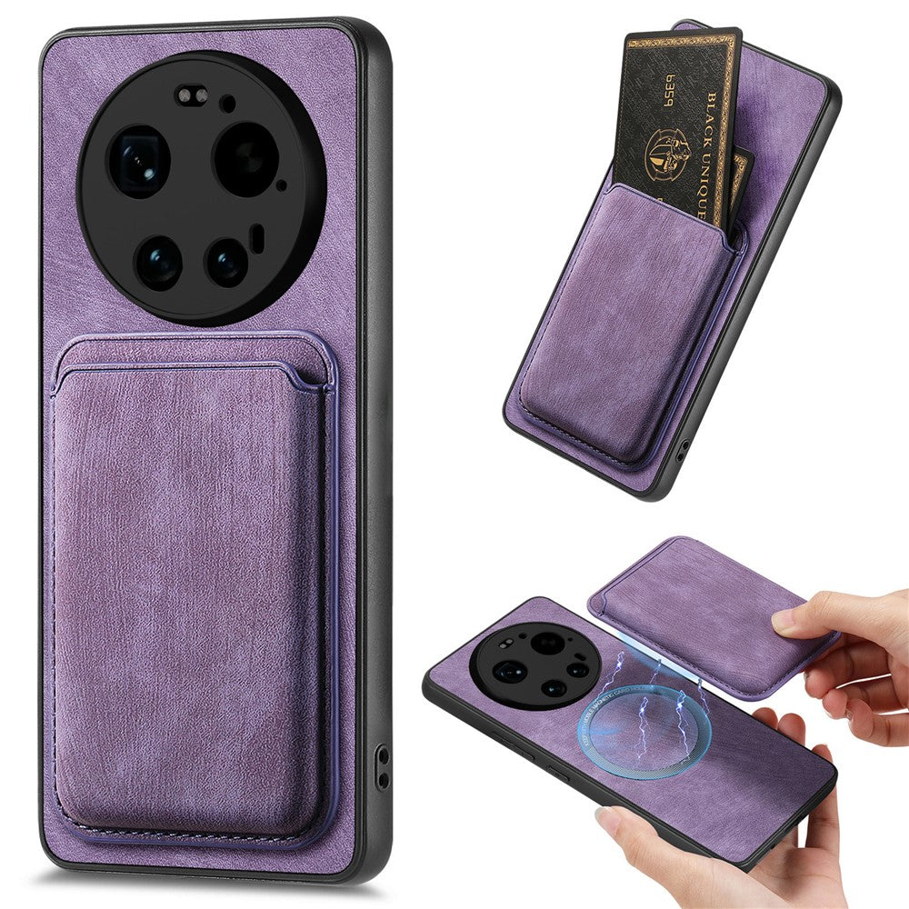 Xiaomi 17 Ultra 5G Magnetiskt Skal Retro Läder + TPU mobilskal med Avtagbar Kortplats