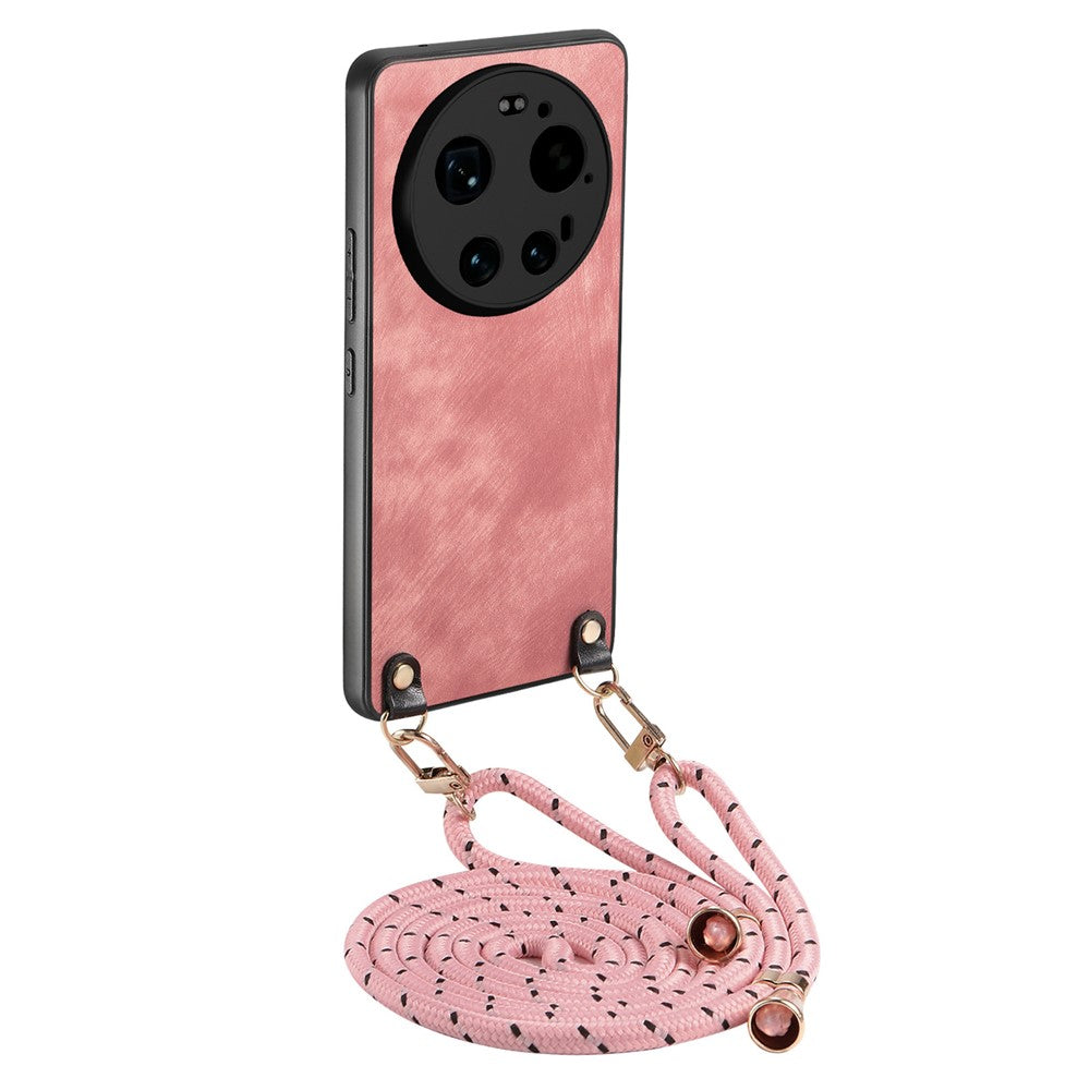 For Xiaomi 17 Ultra 5G Retro Leather Phone Back Cover with Adjustable Strap
