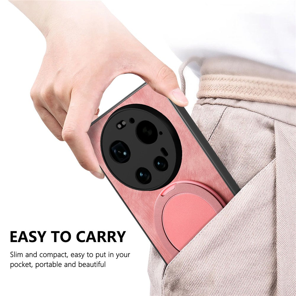 For Xiaomi 17 Ultra 5G Stress Relief Retro Leather Back Cover Phone Case with Rotating Kickstand